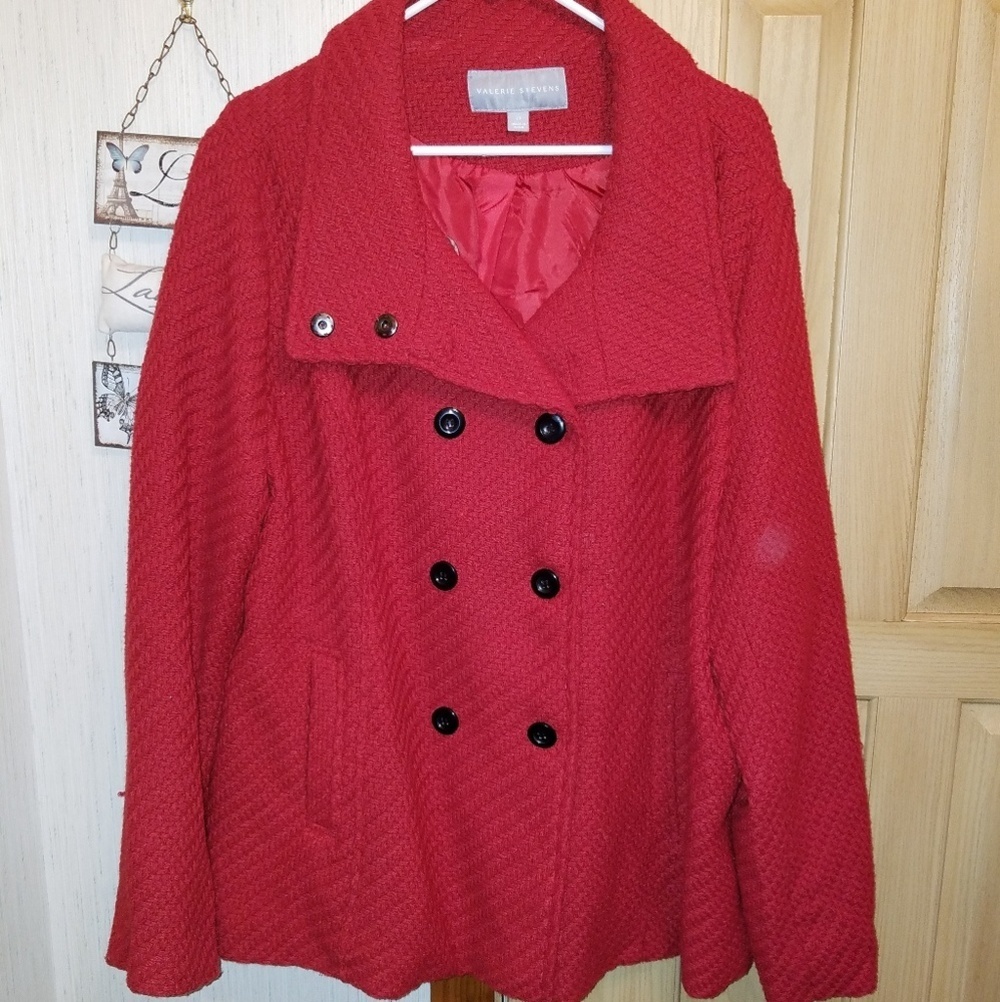 Valerie Stevens Pea Coat Red Size 2xl
